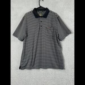 Greg Norman For Tasso Elba Shirt Mens Medium Black Striped Polo Golf Play Dry